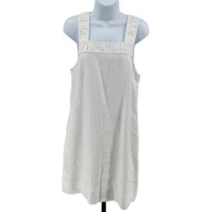 Madewell Mini Dress WMNS 2 Embroidered Tank Linen White Sleeveless Square Neck